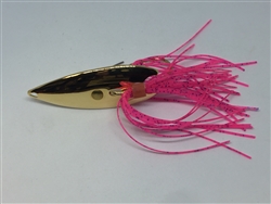  1/4 oz. Gold Gator Weedless Spoon - Pink Skirt Trailer.