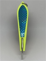 <b>#100 Gator KingspoonÂ® Chartreuse Powder Coat - Sky Blue Tape</b>