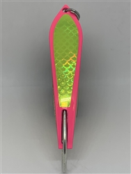 <b>#100 Gator KingspoonÂ® Pink Powder Coat -  Chartreuse Tape</b>