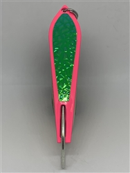 <b>#100 Gator KingspoonÂ® Pink Powder Coat - Green Ice  Tape</b>