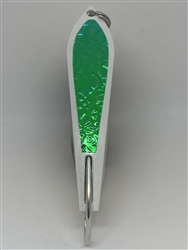 <b>#100 Gator KingspoonÂ® Pearl White Powder Coat - Green Ice Tape</b>