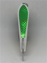 <b>#100 Gator KingspoonÂ® Pearl White Powder Coat - Lime Green Tape</b>