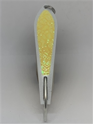 <b>#100 Gator KingspoonÂ® Pearl White Powder Coat - Yellow Ice Tape</b>