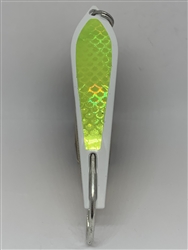 <b>#100 Gator KingspoonÂ® White Powder Coat - Chartreuse Tape</b>