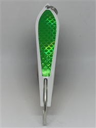 <b>#100 Gator KingspoonÂ® White Powder Coat - Lime Green Tape</b>