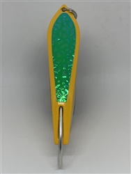 <b>#100 Gator KingspoonÂ® Yellow Powder Coat - Green Ice Tape</b>