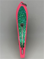 b>#200 Gator KingspoonÂ® Pink Powder Coat - Green Ice Tape</b>