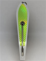 b>#250 Gator KingspoonÂ® Pearl White Powder Coat - Chartreuse Tape</b>