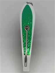 b>#250 Gator KingspoonÂ® Pearl White Powder Coat - Green Ice Tape</b>