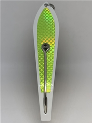 <b>#250 Gator KingspoonÂ® White Powder Coat - Chartreuse Tape</b>