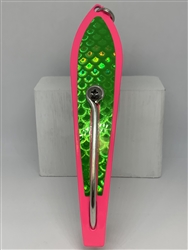 #350 Gator KingspoonÂ® Pink Powder Coat - Lime Green Tape