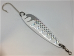 <b> 4 oz. White Powder Gator Casting Spoon with Silver Tape - J Hook</b>